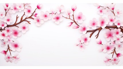 Naklejka premium Frame of Sakura Cherry Blossoms Spring flower of Japan white background
