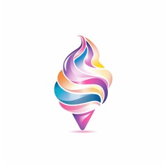 Multicolored ice cream logo on a white background, simple and flat design.