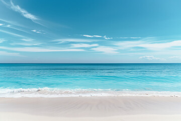 Obraz premium Sunlit Beach with Blue Sky and Ocean View