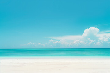 Fototapeta premium Sunlit Beach with Blue Sky and Ocean View