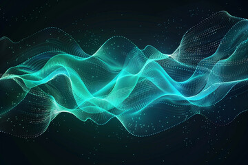 Dynamic Light Waves: Abstract Vector in Blue-Green for Tech and Music"
