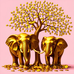 황금돈나무와 황금코끼리(Generative AI)
