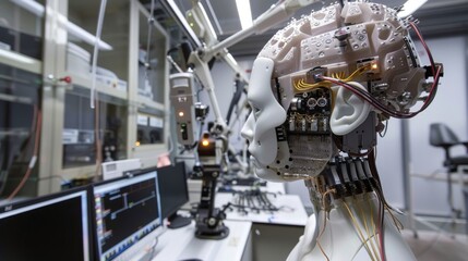 brain computer interface research facility, futuristic technology