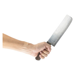 hand holding a knife isolate on white background