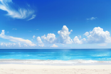 Obraz premium Sunlit Beach with Blue Sky and Ocean View