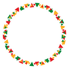Abstract empty round Juneteenth frame with colored triangles, isolated on transparent background. Black History Month. Copy space. Vector Illustration