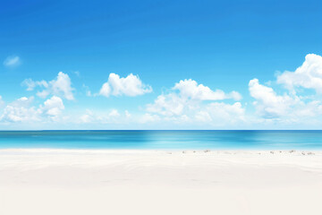 Obraz premium Sunlit Beach with Blue Sky and Ocean View