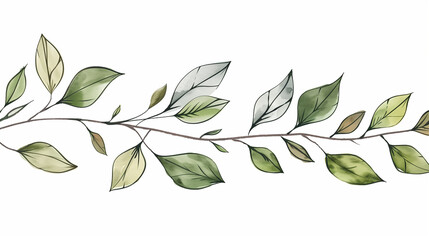 Fototapeta premium Illustration of a gentle, green-leaf branch.