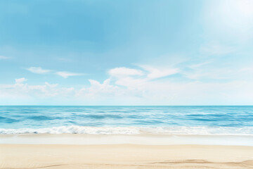 Fototapeta premium Sunlit Beach with Blue Sky and Ocean View
