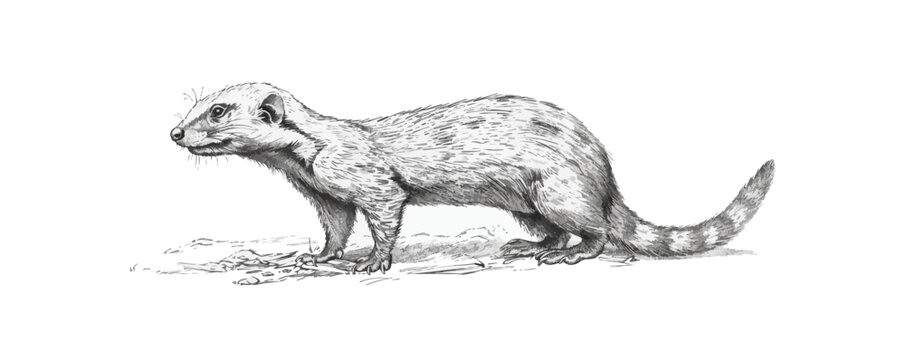 mongoose Engraving style. Simple pencil drawing. vector simple illustration