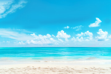 Obraz premium Sunny Beach with Blue Sky and Ocean View