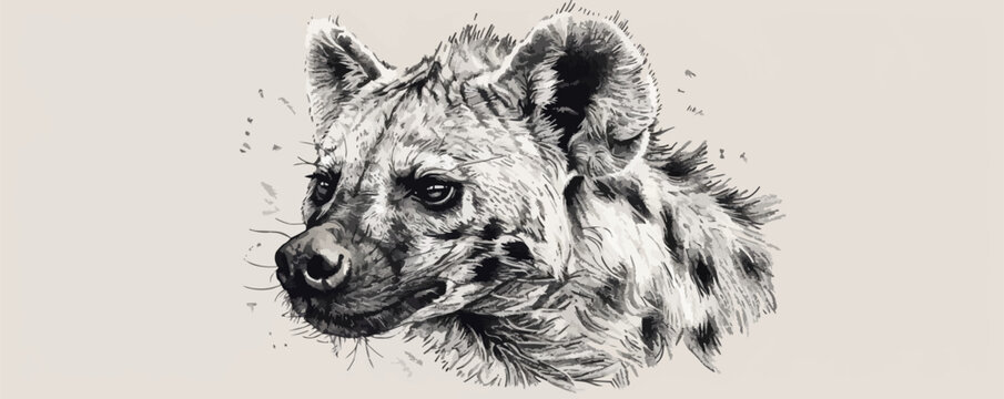 hyena Engraving style. Simple pencil drawing vector