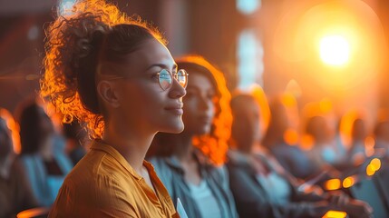 Training session on sustainability goals and initiatives, Professional, Warm tones, Digital painting, Educational and engaging