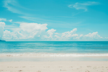 Sunny Beach with Blue Sky and Ocean View
