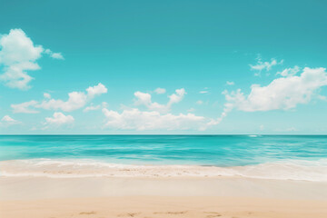 Sunny Beach with Blue Sky and Ocean View