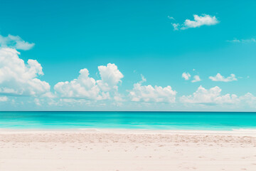 Fototapeta premium Sunny Beach with Blue Sky and Ocean View