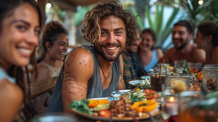 Fototapeta premium Vibrant LGBTQ+ Friends Celebrating at Countryside BBQ Gathering