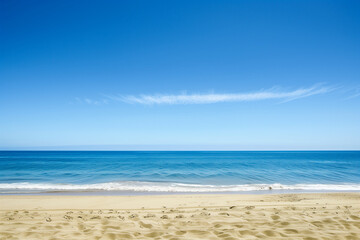 Sunny Beach with Blue Sky and Ocean View