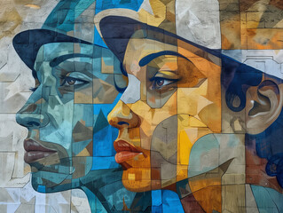 The colorful mural, portrait of an woman, with its textured and mosaic-like effect, reflects the depth of history and emotion tied to the observance of Juneteenth
