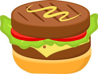 Hamburger Without Bun on Top Illustration