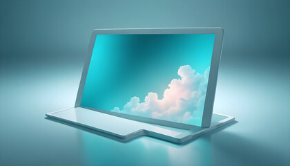 Tablet computer with blank white screen mock up 9