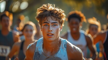 Obraz premium Breaking Barriers: Confident Transgender Man Embracing Community Sports Event