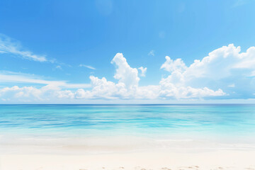 Obraz premium Sunny Beach with Blue Sky and Ocean View