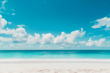 Fototapeta premium Sunny Beach with Blue Sky and Ocean View