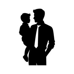 father's day vector silhouette, black color silhouette