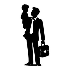 father's day vector silhouette, black color silhouette