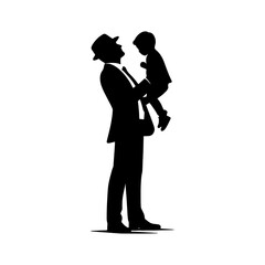 father's day vector silhouette, black color silhouette