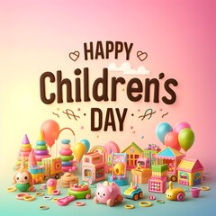 Playful Wishes: Happy Children's Day Illustration	