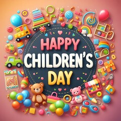 Playful Wishes: Happy Children's Day Illustration	