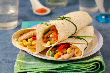 Mexican fajitas with loin.
