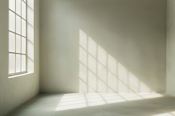 A room with a window and a wall