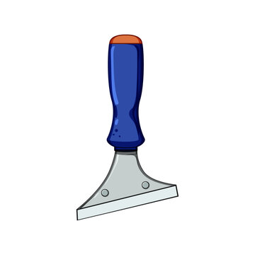 blue handled scraper tool isolated clip art preview