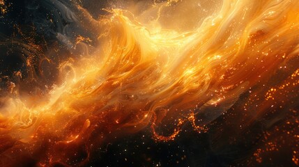 an illustration of fire in space, showcasing cloud like flares of fire