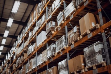 Fototapeta premium A clean and organized warehouse with labeled shelves and efficient inventory management systems
