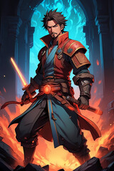 Fototapeta premium magic warrior hero character for stories games and designs