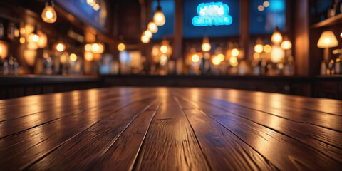 Obraz premium empty wooden table In the bar