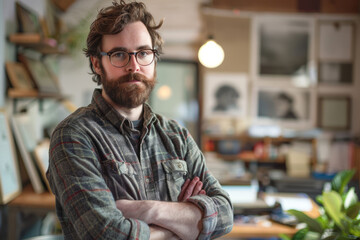 Design director in creative office with arms crossed