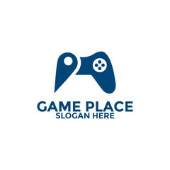 Game Center logo design, game controller and location signs logo icon, game logo design template