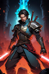 magic warrior hero character for stories games and designs