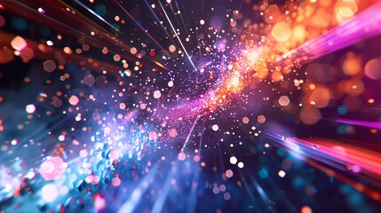 Fototapeta premium A thrilling scene of a zero-gravity sports match, with a defocused backdrop of vibrant particles