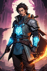Fototapeta premium magic warrior hero character for stories games and designs
