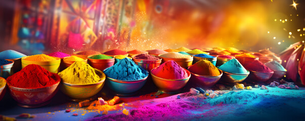 Obraz premium Colorful powder paints for Holi festival