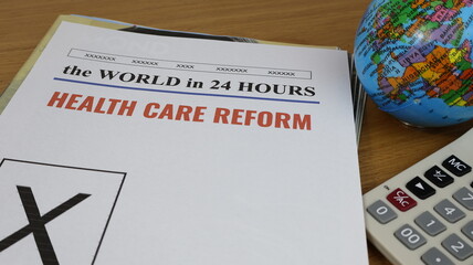 Notizie sulla riforma sanitaria su un finto giornale