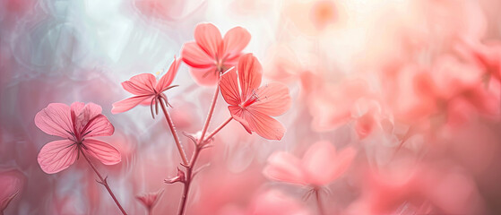 Dreamy Pink Flowers on Ethereal Background
