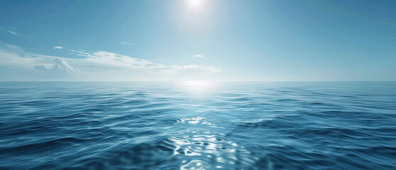 Fototapeta premium Wide ocean with bright sun and clear sky