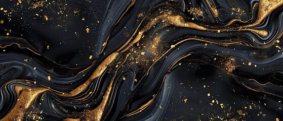 Luxurious black and gold marble texture